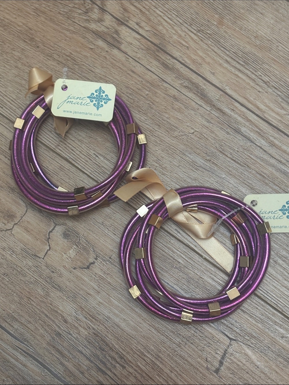 Jane Marie Metallic Purple Multi-Strand Bracelet Stack with Gold Accents • 2